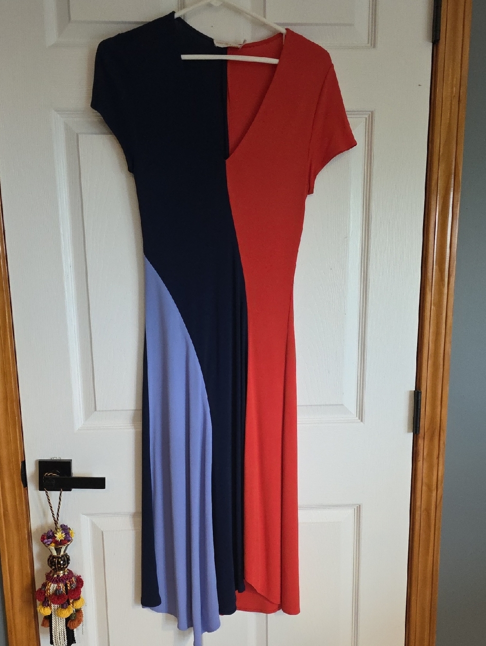 Tory Burch Colorblock V-Neck Midi Dress
